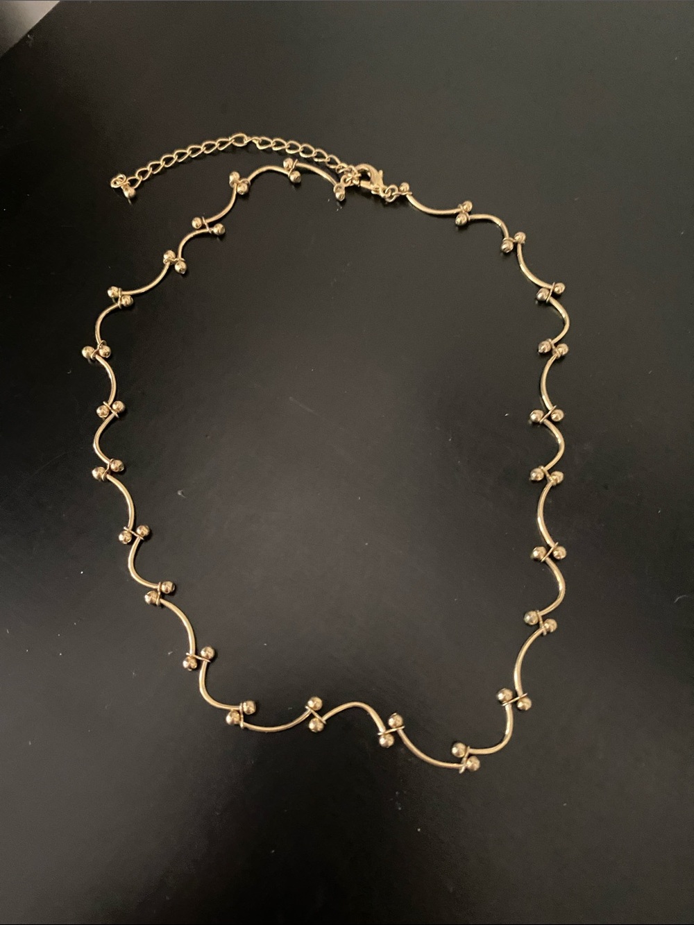 Gold Wave Bead Necklace - Elegant Women's Jewelry